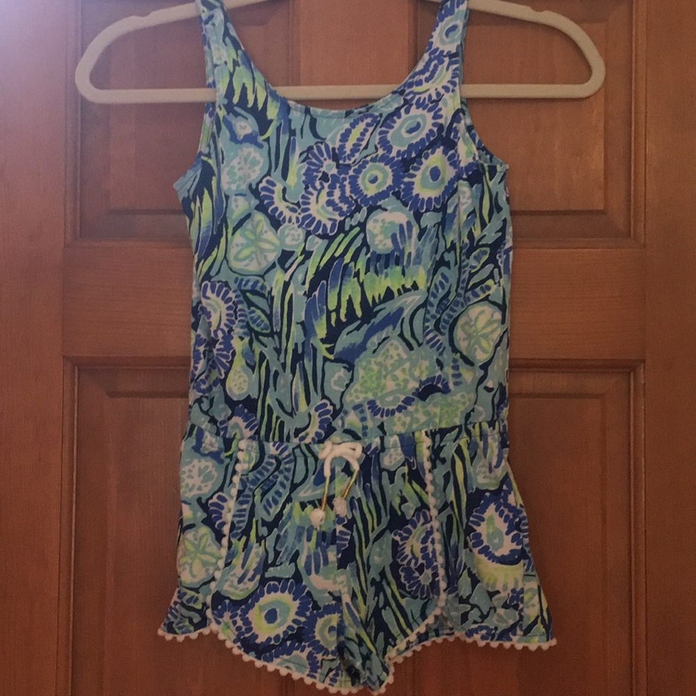 Lily Pulitzer girls romper, blue, size 6/7